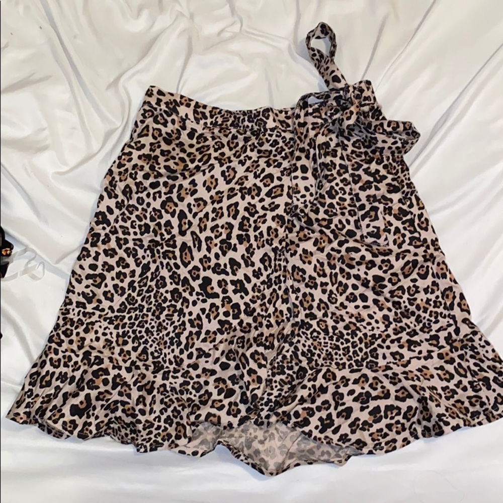 Cheetah faux wrap skirt